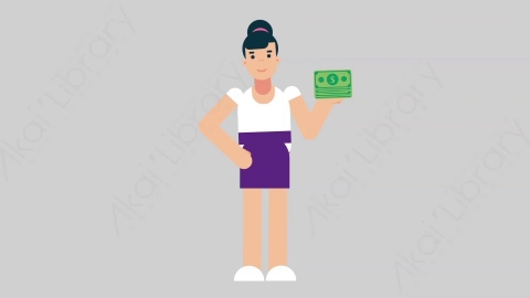 AE模板-WOMAN NORMIE-2 17 Losing Money懒散休闲女性赔钱亏损扁平人物日常角色