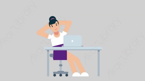 AE模板-WOMAN NORMIE-2 31 Typing on PC 2懒散休闲女性在电脑上打字扁平人物日常角色