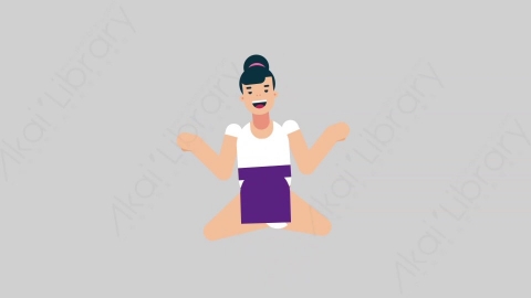 AE模板-WOMAN NORMIE-2 33 Meditation懒散休闲女性冥想沉思扁平人物日常角色