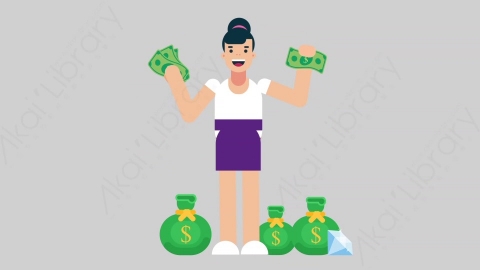 AE模板-WOMAN NORMIE-2 34 Money懒散休闲女性财产财富钱扁平人物日常角色