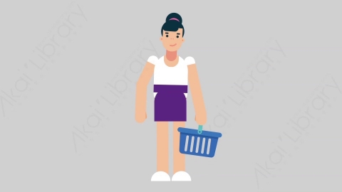 AE模板-WOMAN NORMIE-2 54 Shopping懒散休闲女性购物扁平人物日常角色