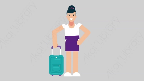 AE模板-WOMAN NORMIE-2 74 Traveling懒散休闲女性旅游旅行扁平人物日常角色