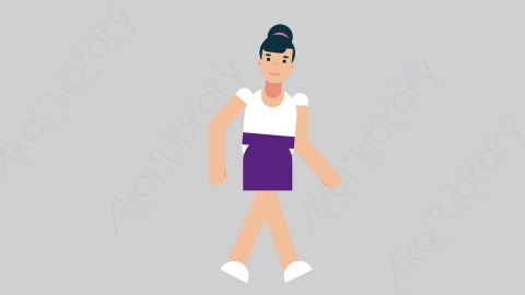 AE模板-WOMAN NORMIE-2 77 Walking Cycle懒散休闲女性一直步行扁平人物日常角色