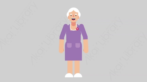 AE模板-WOMAN OLD 01 Basic妇女老人基本动作扁平人物日常角色