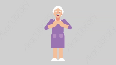 AE模板-WOMAN OLD 02 Applause妇女老人掌声欢呼扁平人物日常角色