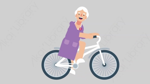 AE模板-WOMAN OLD 04 Bicycle妇女老人骑自行车扁平人物日常角色