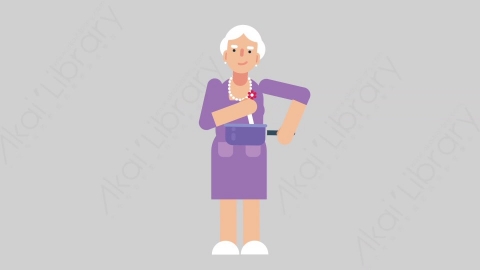AE模板-WOMAN OLD 07 Cooking妇女老人做饭烹饪扁平人物日常角色