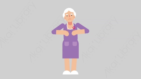 AE模板-WOMAN OLD 08 Crying妇女老人悲伤哭泣扁平人物日常角色