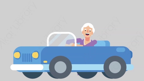 AE模板-WOMAN OLD 12 Driving妇女老人开车驾驶扁平人物日常角色