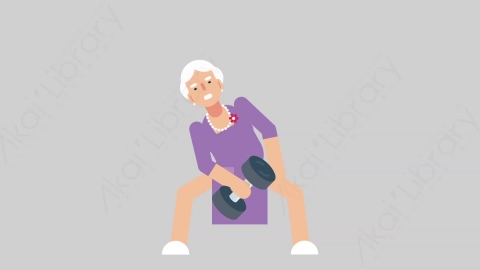 AE模板-WOMAN OLD 14 Exercise妇女老人锻炼运动扁平人物日常角色