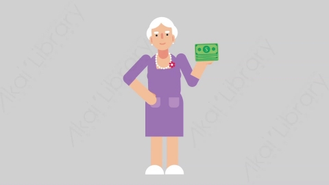AE模板-WOMAN OLD 17 Losing Money妇女老人赔钱亏损扁平人物日常角色