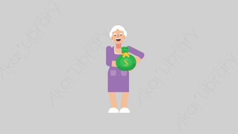 AE模板-WOMAN OLD 18 Gift妇女老人礼物扁平人物日常角色