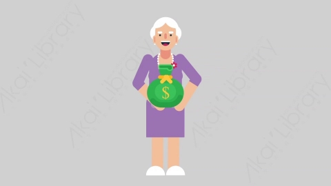 AE模板-WOMAN OLD 19 Giving妇女老人给予赠送扁平人物日常角色