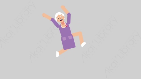 AE模板-WOMAN OLD 23 Happy Jump妇女老人跳跃开心的跳扁平人物日常角色