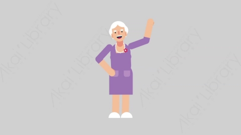 AE模板-WOMAN OLD 24 Hello妇女老人打招呼扁平人物日常角色
