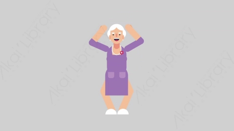 AE模板-WOMAN OLD 26 Cheering妇女老人欢呼喝彩扁平人物日常角色