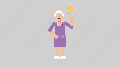 AE模板-WOMAN OLD 28 Idea妇女老人有主意想法扁平人物日常角色
