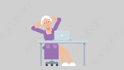 AE模板-WOMAN OLD 31 Typing on PC 2妇女老人在电脑上打字扁平人物日常角色