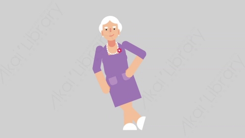 AE模板-WOMAN OLD 32 Leaned妇女老人倚靠靠墙扁平人物日常角色