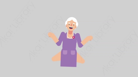 AE模板-WOMAN OLD 33 Meditation妇女老人冥想沉思扁平人物日常角色
