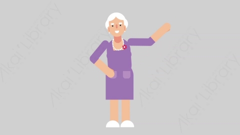 AE模板-WOMAN OLD 38 Pointing妇女老人指向指点扁平人物日常角色