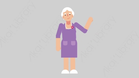 AE模板-WOMAN OLD 40 Pointing 3妇女老人指向指点扁平人物日常角色