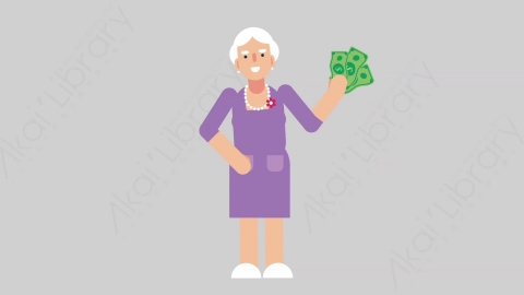 AE模板-WOMAN OLD 41 Pulling Money妇女老人拿钱扁平人物日常角色