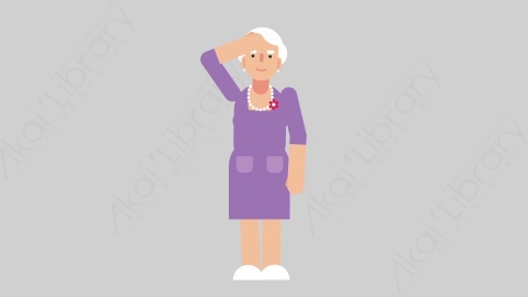 AE模板-WOMAN OLD 51 Salute妇女老人敬礼致敬扁平人物日常角色