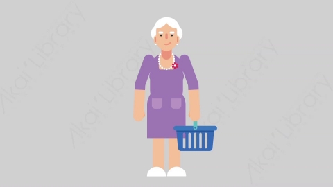 AE模板-WOMAN OLD 54 Shopping妇女老人购物扁平人物日常角色