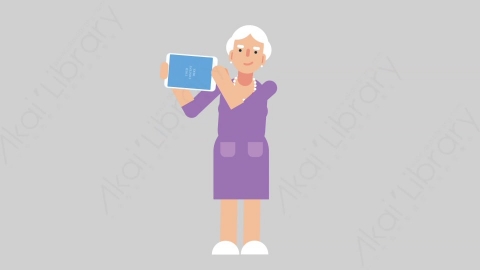 AE模板-WOMAN OLD 56 Showing Tablet妇女老人展示平板电脑扁平人物日常角色