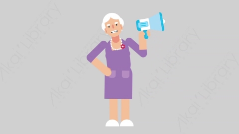 AE模板-WOMAN OLD 58 Speech妇女老人演讲发言扁平人物日常角色