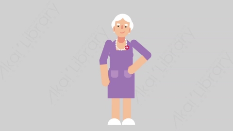 AE模板-WOMAN OLD 60 Standing妇女老人站立扁平人物日常角色