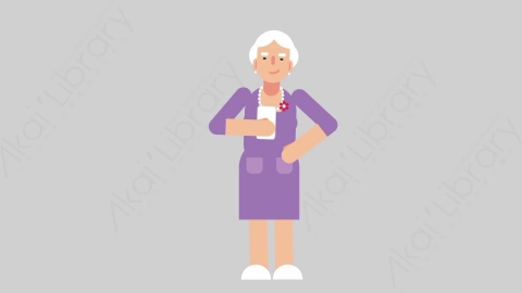 AE模板-WOMAN OLD 63 Standing w Phone妇女老人手持电话扁平人物日常角色