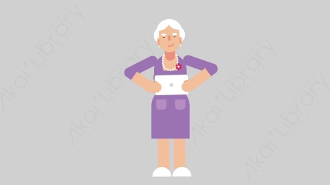 AE模板-WOMAN OLD 64 Standing w Tablet妇女老人手持平板电脑扁平人物日常角色