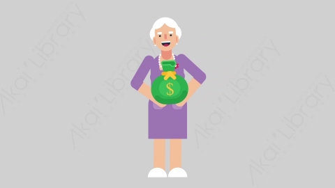 AE模板-WOMAN OLD 68 Taking Something妇女老人拿东西扁平人物日常角色