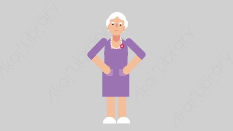 AE模板-WOMAN OLD 69 Talking妇女老人说话讲话扁平人物日常角色