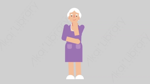 AE模板-WOMAN OLD 71 Thinking 2妇女老人思考考虑扁平人物日常角色