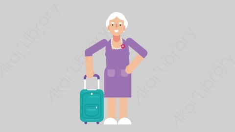 AE模板-WOMAN OLD 74 Traveling妇女老人旅游旅行扁平人物日常角色