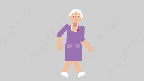 AE模板-WOMAN OLD 77 Walking Cycle妇女老人一直步行扁平人物日常角色