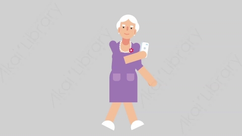 AE模板-WOMAN OLD 79 Walking w Phone妇女老人行走打电话扁平人物日常角色