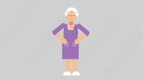 AE模板-WOMAN OLD 82 Yes妇女老人点头同意扁平人物日常角色