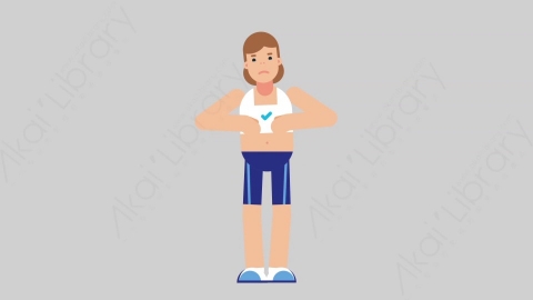 AE模板-WOMAN FITNESS 08 Crying女性健身教练体育运动员悲伤哭泣扁平人物职业角色
