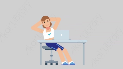 AE模板-WOMAN FITNESS 31 Typing on PC 2女性健身教练体育运动员在电脑上打字扁平人物职业角色