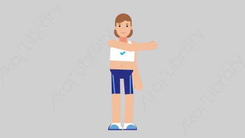 AE模板-WOMAN FITNESS 39 Pointing 2女性健身教练体育运动员指向指点扁平人物职业角色