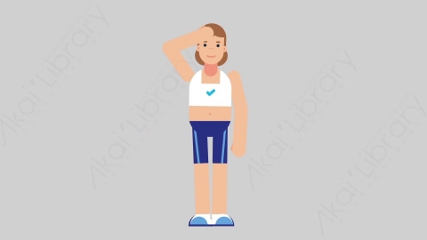 AE模板-WOMAN FITNESS 51 Salute女性健身教练体育运动员敬礼致敬扁平人物职业角色