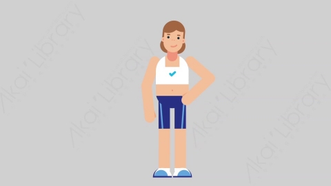 AE模板-WOMAN FITNESS 60 Standing女性健身教练体育运动员站立扁平人物职业角色