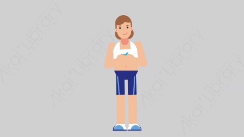 AE模板-WOMAN FITNESS 61 Standing 2女性健身教练体育运动员站立扁平人物职业角色