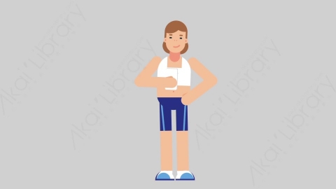 AE模板-WOMAN FITNESS 63 Standing w Phone女性健身教练体育运动员手持电话扁平人物职业角色