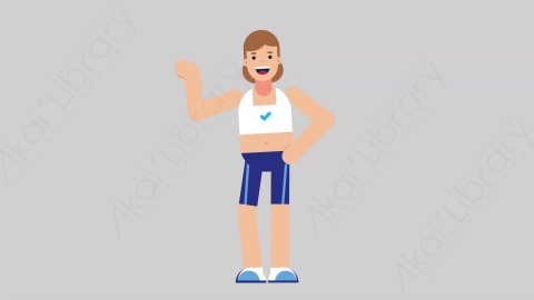 AE模板-WOMAN FITNESS 66 Metro Ride女性健身教练体育运动员乘地铁扁平人物职业角色