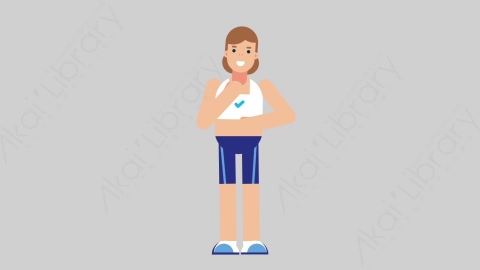 AE模板-WOMAN FITNESS 72 Tie女性健身教练体育运动员整理领带扁平人物职业角色